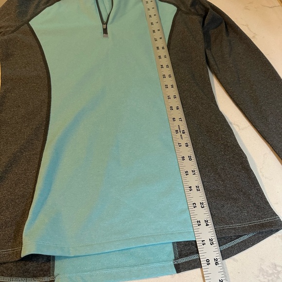 Noble Outfitters Athena Quarter Zip Shirt PulloverSz Small Aqua&Gray equestrian - Picture 13 of 14